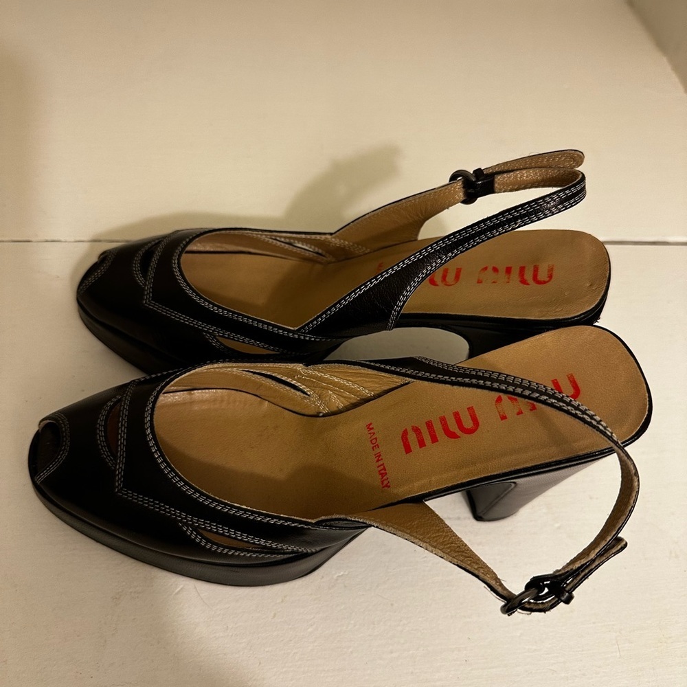 MIU MIU Leather Sling Back Pumps Size 7.5 (EU 37.5) - Picture 7 of 8